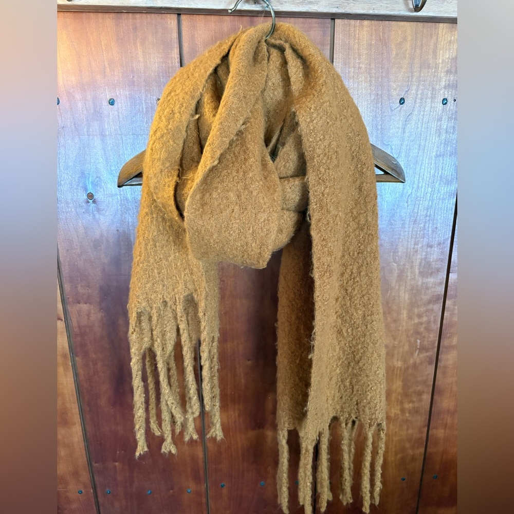 Cozy And Soft Orange/Rust Fringed Scarf
